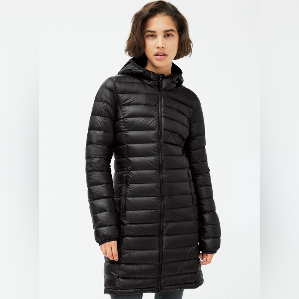 🖤 Aritzia TNA Botanie Long Puffer Super Light Packable Goose Down Coat Black XS